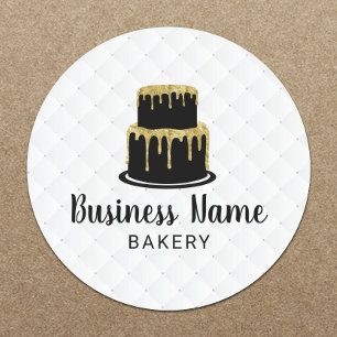 Gold Drip Icing Cake Logo Sweet Boutique Bakery Classic Round Sticker