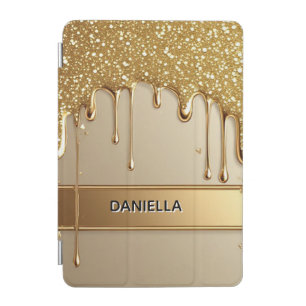 Gold Dripping Background With Glitter Borders iPad Mini Cover