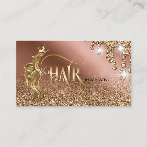 Gold dripping Hair stylist modern gold typography Business Card