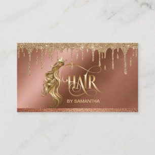 Gold dripping Hair stylist modern gold typography Business Card