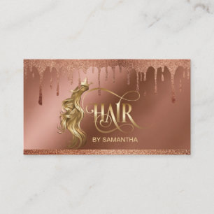 Gold dripping Hair stylist modern gold typography Business Card
