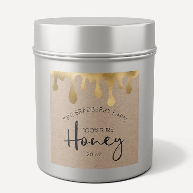 Gold Drips 100% Pure Honey Jar Kraft Labels (Creator Uploaded)