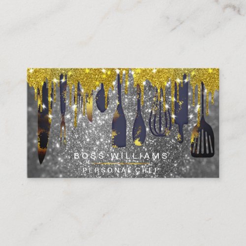 Gold Drips Catering Personal Chef Bakery Pastry  B Business Card