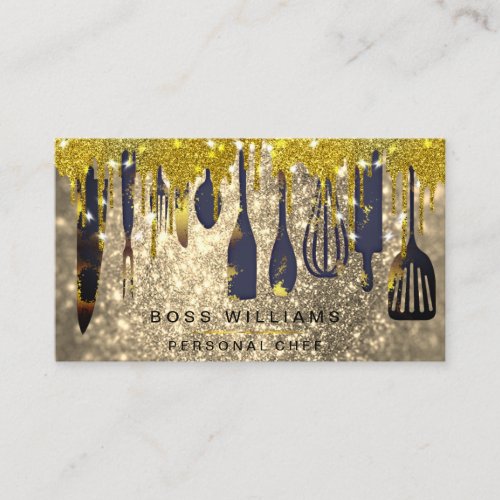 Gold Drips Catering Personal Chef Bakery Pastry  Business Card