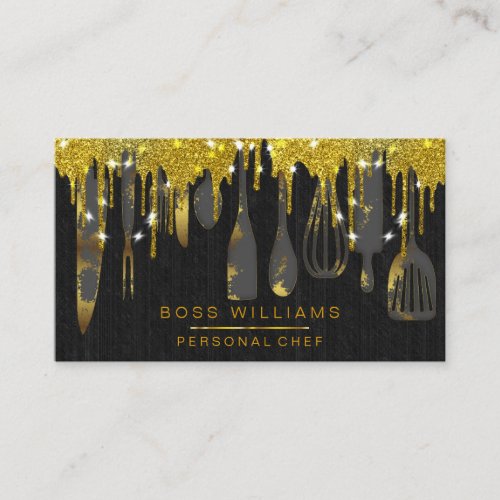 Gold Drips Catering Personal Chef Bakery Pastry Business Card