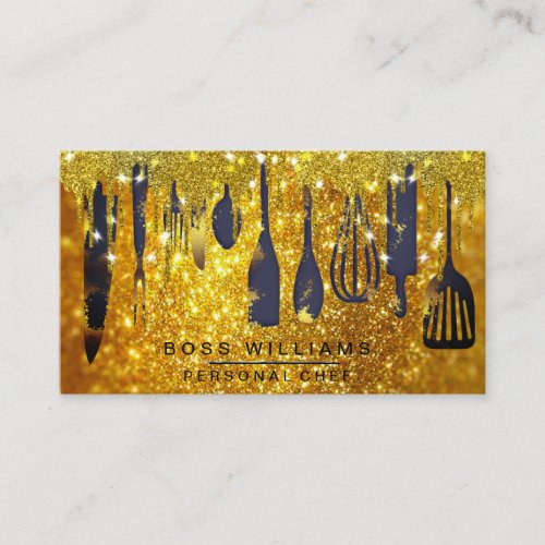 Gold Drips Catering Personal Chef Bakery Pastry   Business Card