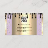 Gold Drips Frame Glitter Confetti Black Purple Business Card (Back)