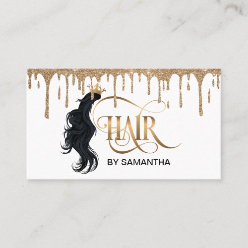 Gold Drips Hair stylist modern typography Business Card