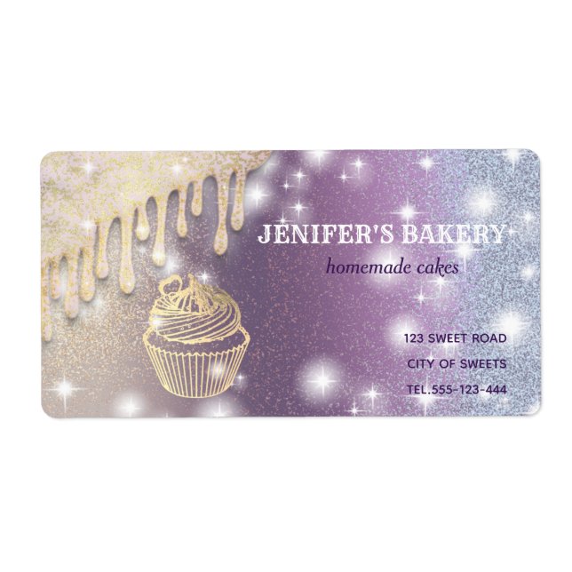 Gold drips Homemade cupcakes and treats packaging Label (Front)