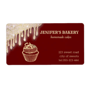 Gold drips Homemade cupcakes and treats packaging Label