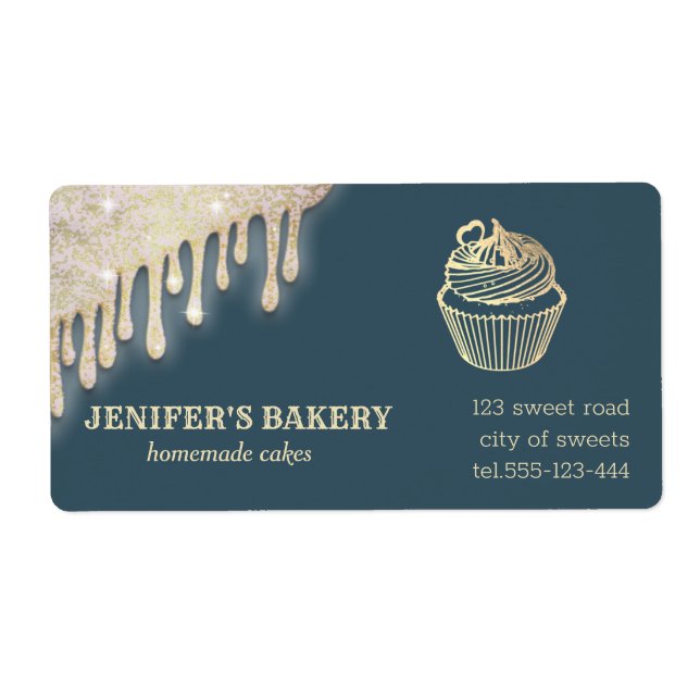 Gold drips Homemade cupcakes and treats packaging  Label (Front)