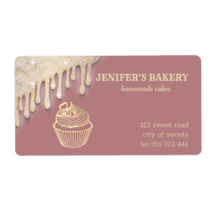 Gold drips Homemade cupcakes and treats packaging Label