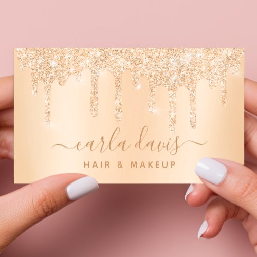 Gold Drips Sparkle Lash Salon Makeup Artist Business Card