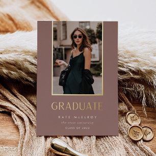 Gold Drop Foil Photo Graduation Announcement