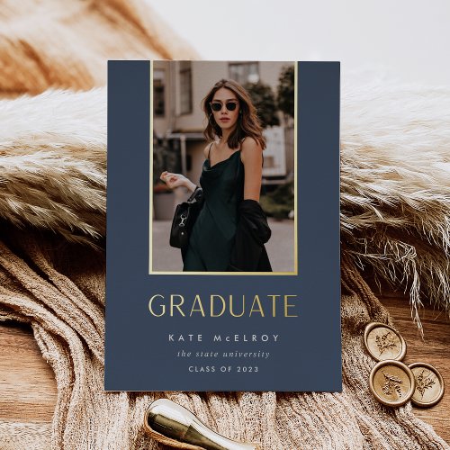 Gold Drop  Foil Photo Graduation Announcement