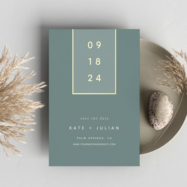 Gold Drop | Modern Minimal Foil Save the Date Card (Creator Uploaded)