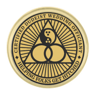 Gold Dudeist Officiant Lapel Pin
