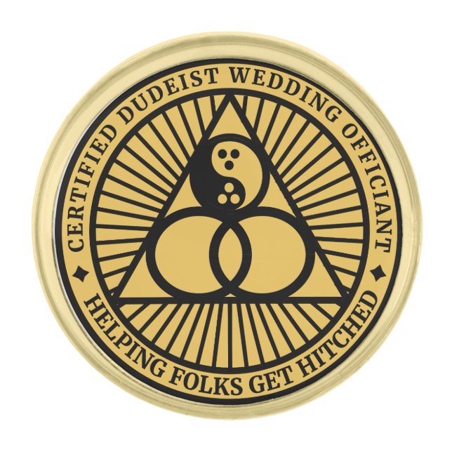 Gold Dudeist Officiant Lapel Pin (Front)