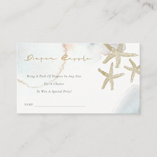Gold Dusky Blue Starfish Diaper Raffle Baby Shower