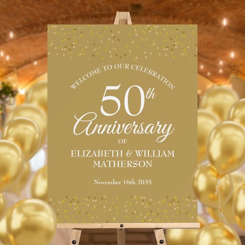 Gold Dust 50th Wedding Anniversary Welcome Sign
