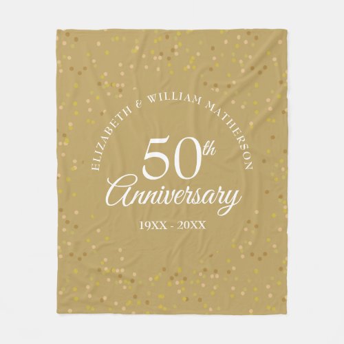 Gold Dust Confetti 50th Golden Wedding Anniversary Fleece Blanket