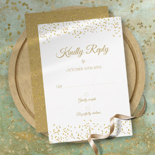 Gold Dust Confetti Elegant Chic Anniversary RSVP
