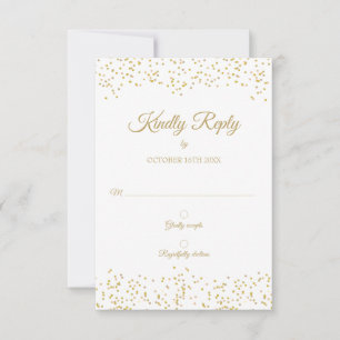 Gold Dust Confetti Elegant RSVP Card