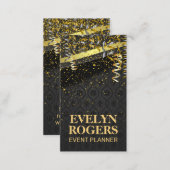 Gold Dust Confetti | Metallic Ornate Background Business Card (Front/Back)