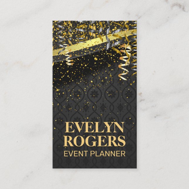 Gold Dust Confetti | Metallic Ornate Background Business Card (Front)