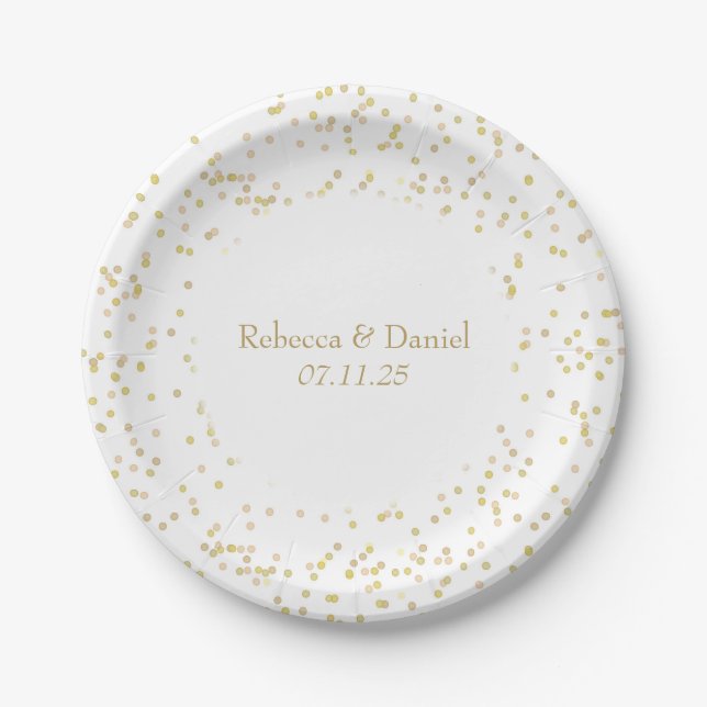Gold Dust Confetti Paper Plates (Front)