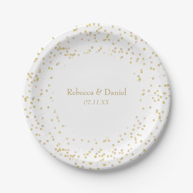 Gold Dust Confetti Paper Plates (Front)