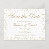 Gold Dust Confetti Save the Date Announcement Postcard (Front)