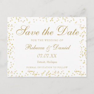 Gold Dust Confetti Save the Date Announcement Postcard
