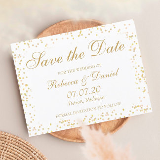 Gold Dust Confetti Save the Date Announcement Postcard
