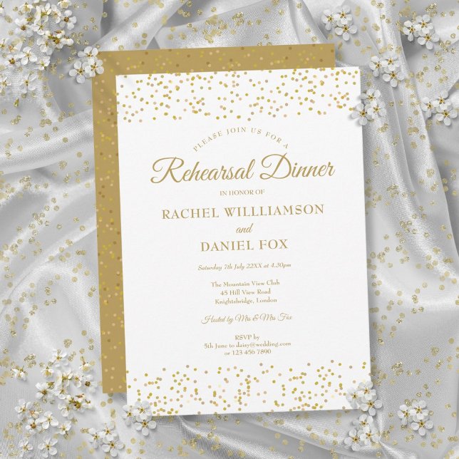 Gold Dust Confetti Wedding Rehearsal Dinner Invitation (Gold Dust Confetti Wedding Rehearsal Dinner Invitation)