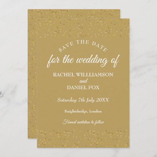 Gold Dust Confetti Wedding Save the Date Card