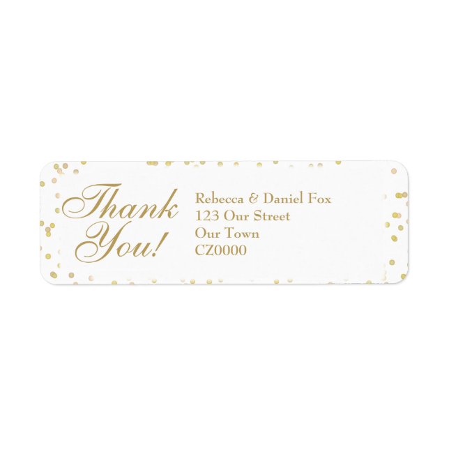 Gold Dust Confetti Wedding Thank You Label (Front)