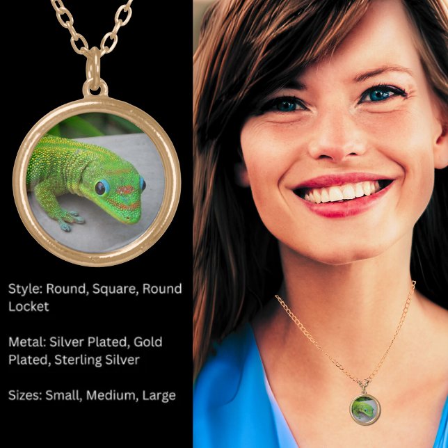 Gold Dust Day Gecko Plated Necklace (Gold Dust Day Gecko Gold Plated Necklace)