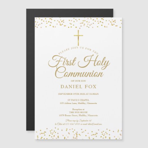 Gold Dust First Holy Communion Magnetic Invitation