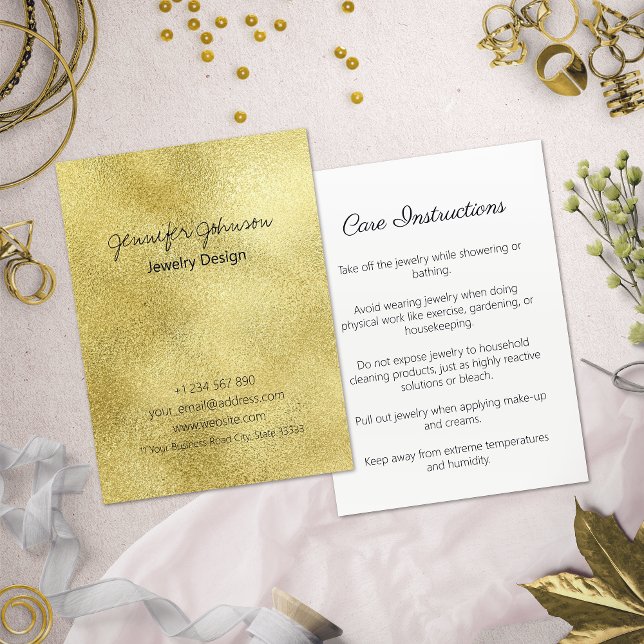 Gold Dust Foil Jewelry Care Cards Business Card (Creator Uploaded)