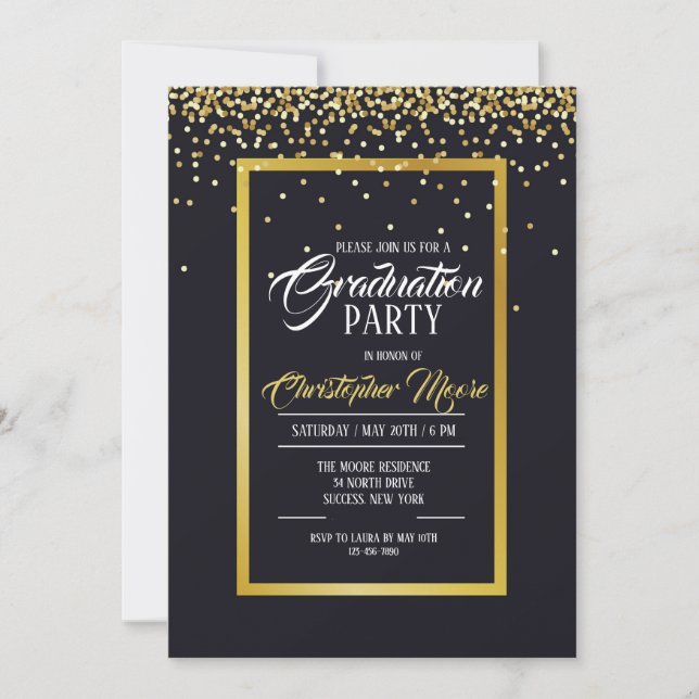 Gold Dust Graduation Party Invitation (Front)