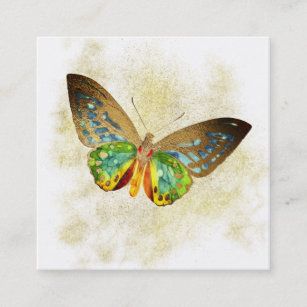 ** Gold Dust Magical Gold Gilded Butterfly Square Business Card