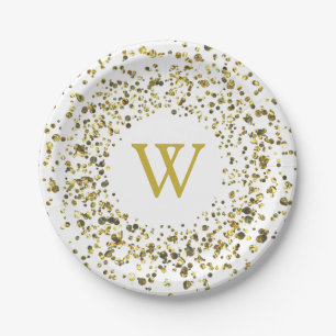 Gold Dust Monogram Paper Plates