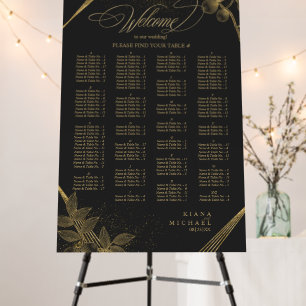 Gold Dust & Outlines Seating Chart Black/Gld ID835 Foam Board