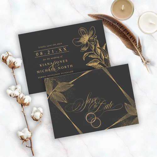 Gold Dust  Outlines Wedding BlackGold ID835 Save The Date
