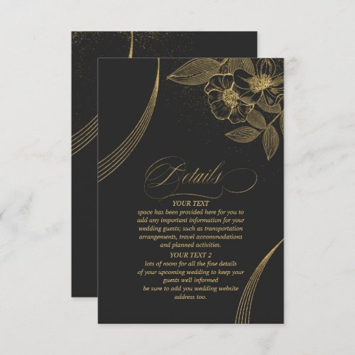 Gold Dust  Outlines Wedding Details BlkGld ID835 Enclosure Card