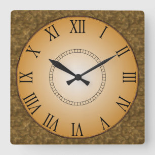 Gold Dust Roman Numeral Square Wall Clock