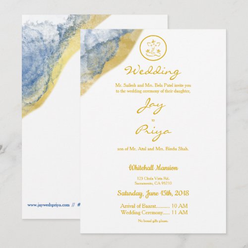 Gold Dust Simple Modern Hindu Ganesh Invitation