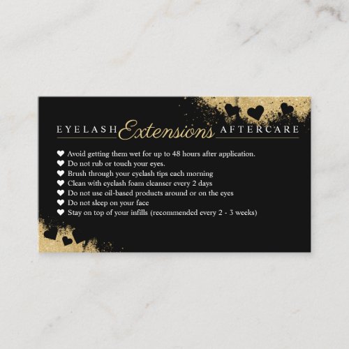 Gold Dusted Mascara Eye Lashes Aftercare Tips Referral Card