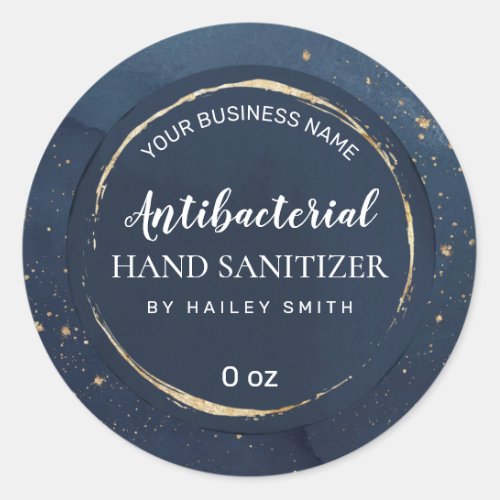 Gold Dusted Navy Blue Hand Sanitizer Labels